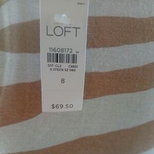 LOFT Tan and Cream Striped Dress